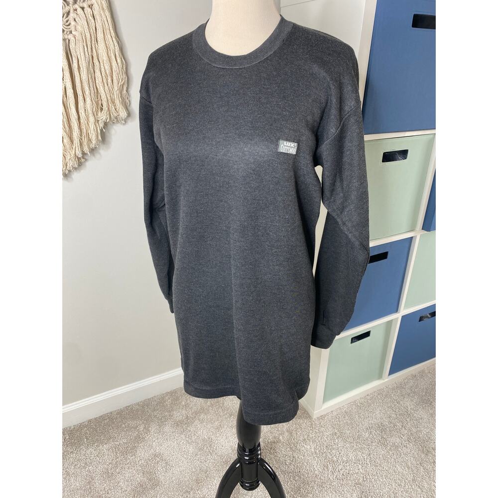 Men's Lux Cott's Wool Crew Neck Dark Gray Base Layer Sweatshirt Large 90 cm